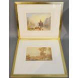 A 19th Century Continental School FIGURES AND BOATS UPON A LAKE Watercolour,
