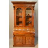 A Victorian Mahogany Cylinder Bureau Bookcase,