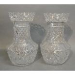 A Pair of Cut Glass Vases with Inserts,