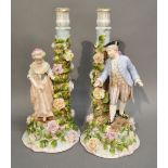 A Pair of Sitzendorf Porcelain Candlesticks,