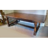 A Large Heavy Oak Refectory Dining Table,