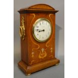 An Edwardian Mahogany Marquetry Inlaid Mantle Clock,