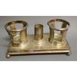 A Continental White Metal Inkstand of rectangular form,