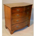 A Late 19th Early 20th Century Mahogany Serpentine Chest of four long drawers with metal handles