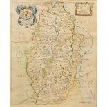 An 18th Century Coloured Map of Nottinghamshire by Richard Blome,