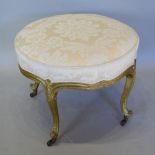 A Late 19th Early 20th Century French Gilded Stool of Circular Form,