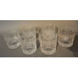 A Set of Six 19th Century Heavy Glass Tumblers engraved with Grapevine
