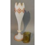 A Venetian Opaque Glass Vase of tapering form decorated with coloured jewels and highlighted in
