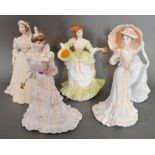 A Coalport Porcelain Figure 'Queen Victoria' limited edition together with four other similar