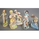 A Royal Worcester Porcelain Months of the Year Figure 'February' together with three similar