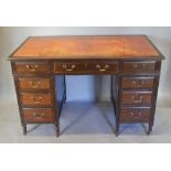 An Edwardian Mahogany Twin Pedestal Desk,