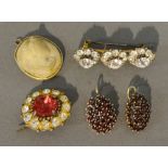 A Pair of Garnet Set Earrings,