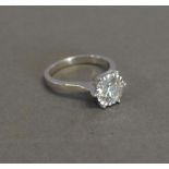 An 18ct. White Gold Solitaire Diamond Ri