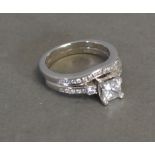 A 14ct. White Gold Solitaire Diamond Rin