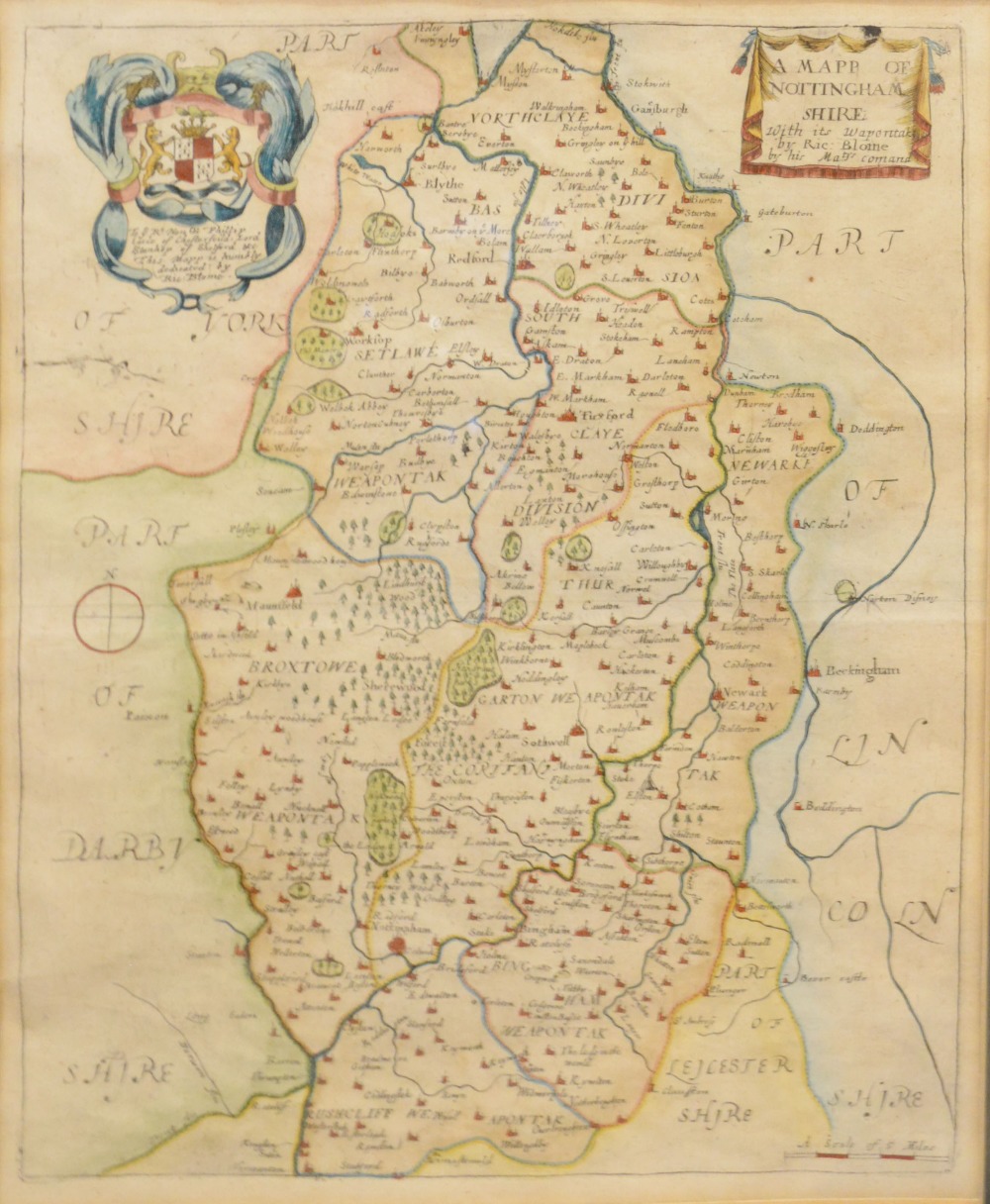 An 18th Century Coloured Map of Nottingh