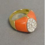 A 15ct. Yellow Gold Coral and Diamond Co