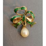 A 14ct. Gold Enamel Decorated Brooch in