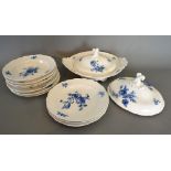 A Set of Six Meissen Porcelain Dishes together with four matching bowls, a treen and cover and a