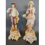 A Pair of Sitzendorf Porcelain Figures in the form of Classical Lady and Gentleman wearing Period