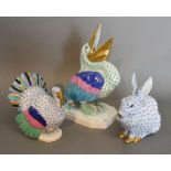 A Herend Porcelain Model in the form of a Rabbit, 13 cms tall, together with another similar of a