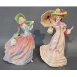 A Royal Doulton Figurine 'Springtime' HN Number 3477 together with another 'Autumn Breezes' HN 1911