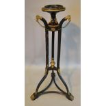 A 19th Century French Ebonised and Gilt Metal Mounted Torchere of Tri Form, 98 cms tall