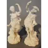 A Pair of Continental Bisque Figures, 20 cms tall