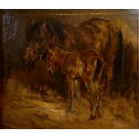 Robert Alexander, 1840 - 1923, HORSE AND FOAL IN A STABLE, oil on canvas, signed and dated 1907,