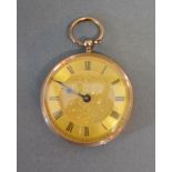 A 9ct. Gold Cased Pocket Watch with Foliate Engraved Dial