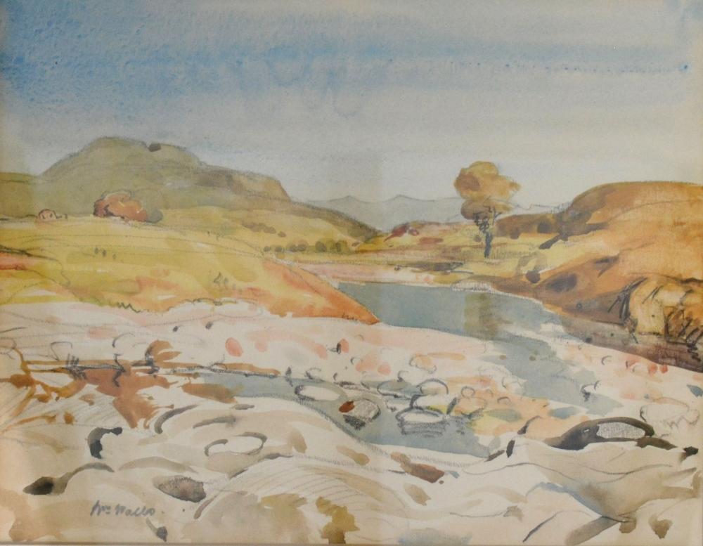 William Walls, 1860 - 1942, Scotland, RURAL LAKE SCENE, signed, 18 x 25 cms