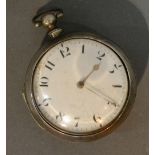 A George IV London Silver Pair Cased Pocket Watch the dial with Arabic Numerals and with fusee