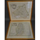 An Early Coloured Map of Durham by Robert Morden, 38 x 42 cms, together with an early coloured map