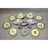 A 19th century Italian pattern sauce jug together with two matching dishes , a dessert service, a