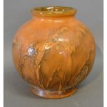 A William Moorcroft Pottery Vase of Globular Form, Waving Corn Pattern, 15cms tall