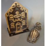 A Victorian Brass Letter Clip by Merry Phipson and Parker with foliate decoration together with a