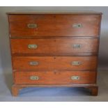 An Early 19th Century Military Secretaire Chest, the moulded top above a fully fitted secretaire