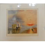 After J W Turner 'The Fighting Temaraire' dated 1926 and indistinctly signed in pencil, 39 x 50 cms