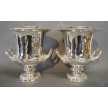 A Pair of Good Quality Silver Plated Wine Coolers, each with a removable insert and with shaped