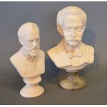 A Parian Type Bust of Strauss together with another Tchaikovsky and another Schumann, 29 cms tall