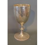 A Victorian Silver Large Goblet, with foliate engraving, Birmingham 1877, maker's mark WS, 15 ozs,