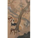 A Japanese Woodcut depicting Horses within Landscape 29 x 19 cms