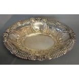 An Edwardian Silver Fruit Basket of Pierced Embossed Form, Birmingham 1902, 30 x 23 cms, 11 ozs