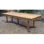 A Blonde Oak Large Refectory Style Dining Table