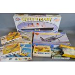 A Revell Model 'The Queen Mary' together with other Airfix and Revell models within original boxes