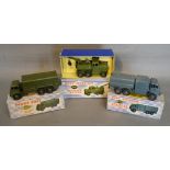 A Dinky Toys No. 622 10 Ton Army Truck together with a Dinky Toys No. 661 Recovery Tractor and a