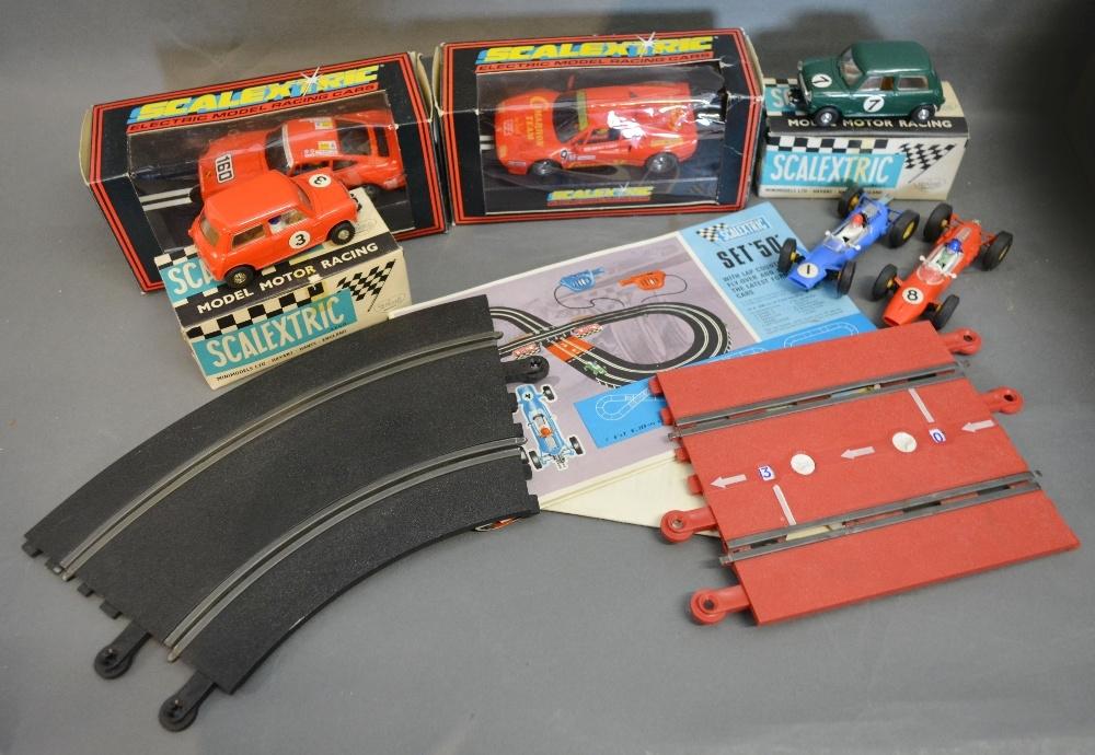 A Scalextric Set to include six cars, various track and accessories