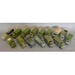 A Dinky Toys Military Ambulance No. 626 together with fourteen other Dinky Toys Military Vehicles