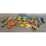 A Dinky Toys Bedford together with other play worn Dinky Toys