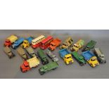 A Dinky Toys Bedford together with nineteen other similar Dinky Toys, all play worn