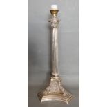 A George V Silver Large Table Lamp of Corinthian Form with tri-form base, Sheffield 1920, retailed